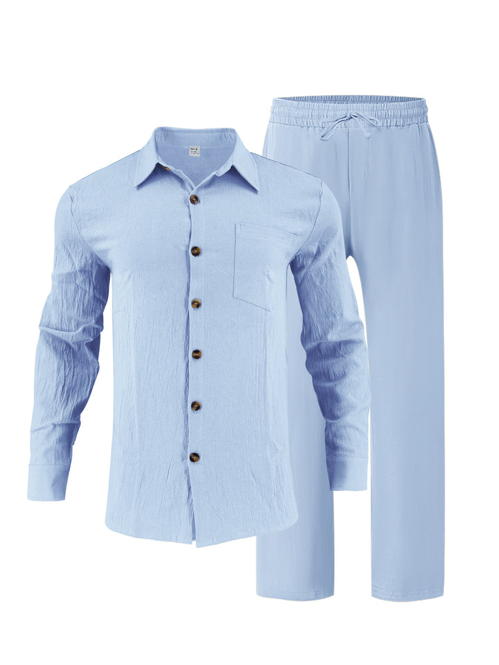 Men's elegant shirt and casual trousers set chic and style