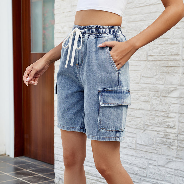 Women's cargo shorts with elastic waist and practical side pockets Lune London