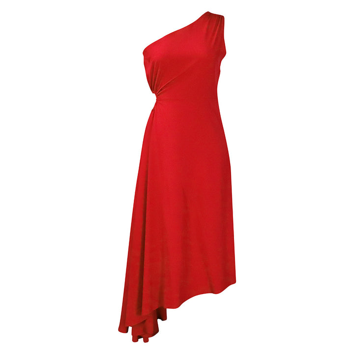 Asymmetrical evening dress for women with pleated hem Lune London