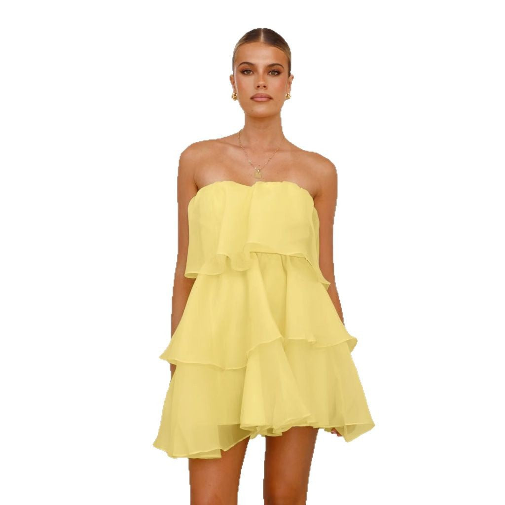 Chic & Stil Lightweight Chiffon Ruffle Dress for Women