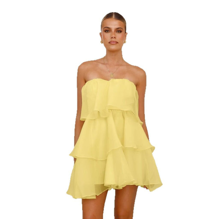 Chic & Stil Lightweight Chiffon Ruffle Dress for Women