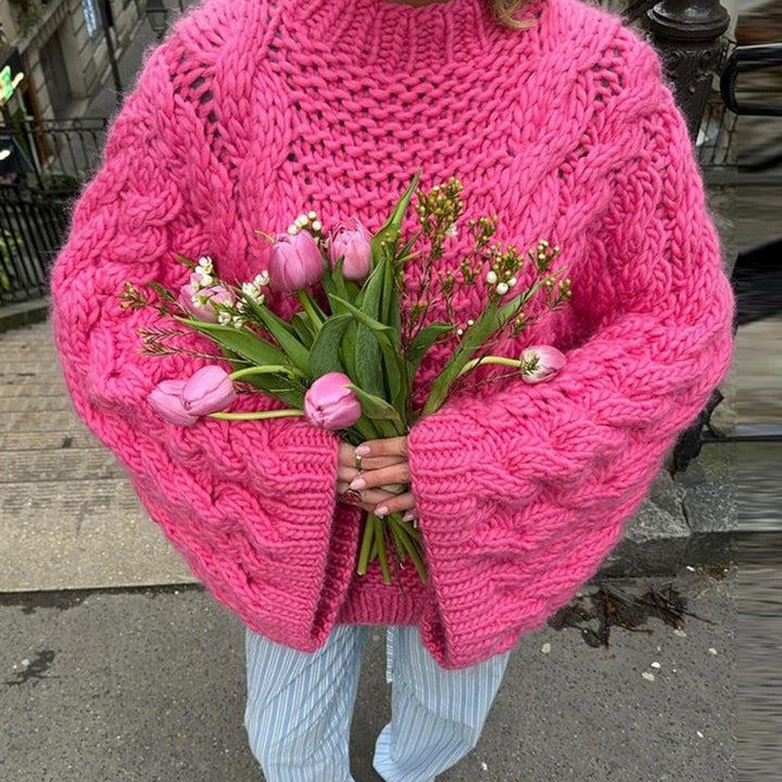 Thick knit sweater for women with oversized sleeves Lune London
