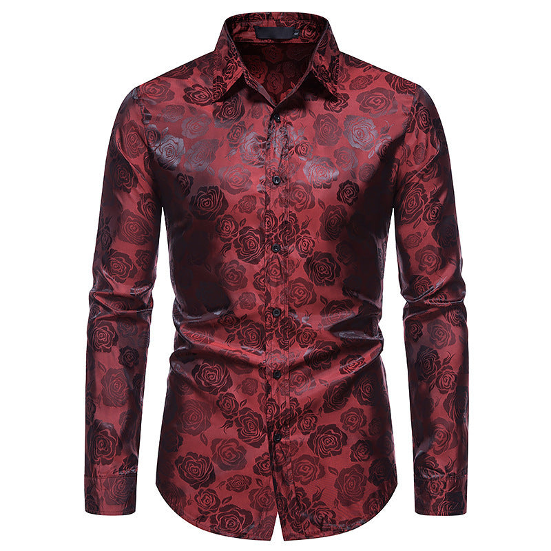 Men's Shirt with Floral Embossing and Elegant Sheen Lune London