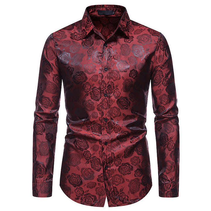 Men's Shirt with Floral Embossing and Elegant Sheen Lune London