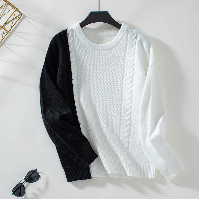 Trendy women's sweater with embossed pattern and innovative color block design Lune London
