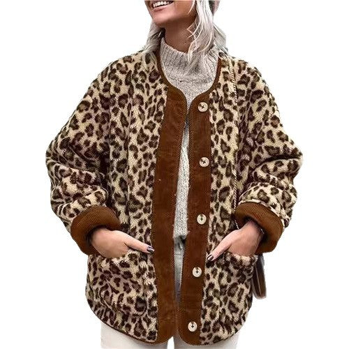 Ladies warm jacket with leopard pattern Lune London