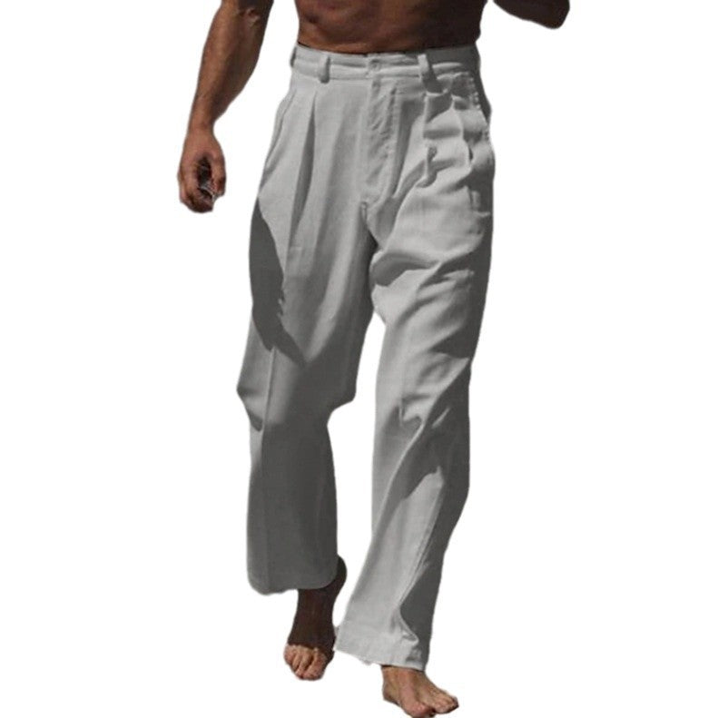 Pantalon en lin élégant pour hommes avec coupe large et grand confort de port Lune London