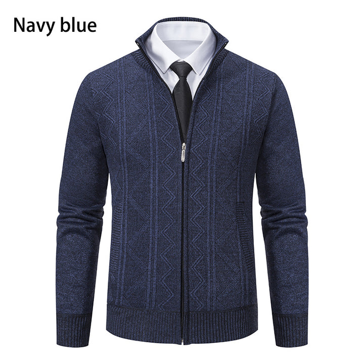 Elegant knitted jacket for men with high collar and zipper Lune London