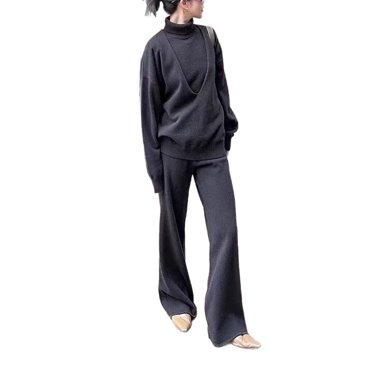 Pull en tricot taille haute pour femmes avec col montant à la mode et matériau doux Chic & Stil