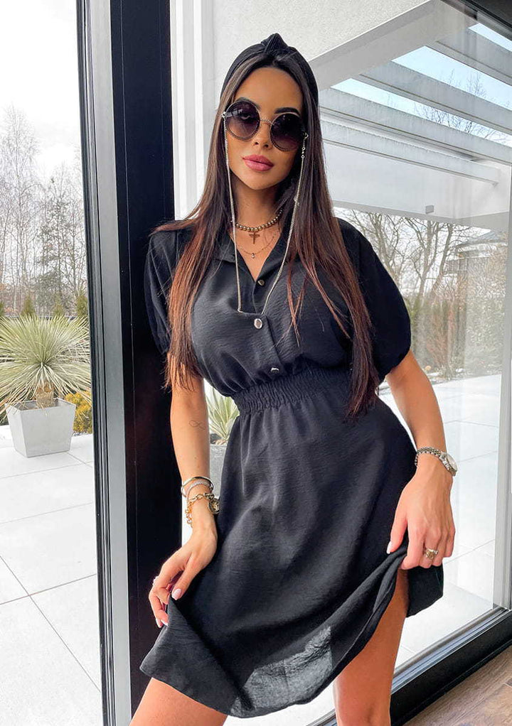 Shirt dress for women with elastic waist and trendy collar Lune London