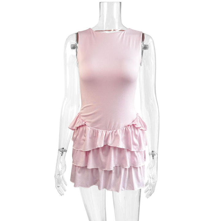 Women Summer Ruffled Dress with Fitted Top and Flared Hem Lune London