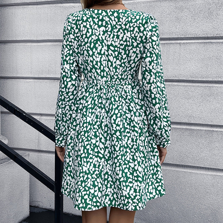 Wrap dress for women with high V-neck and fitted belt Lune London