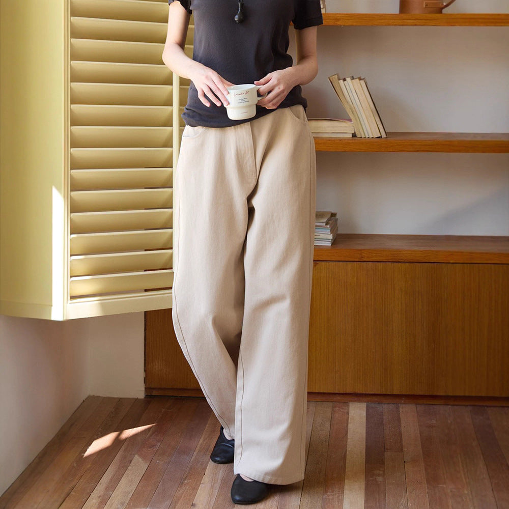 Pantalons larges taille haute pour femmes en mélange de coton de haute qualité Chic & Stil