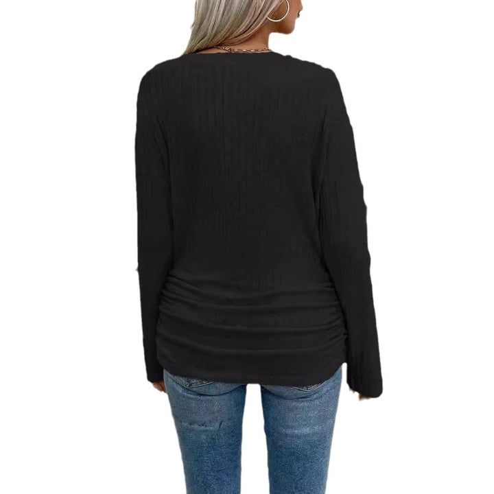 Women Long Sleeve Ribbed Top with Fitted Cut Lune London