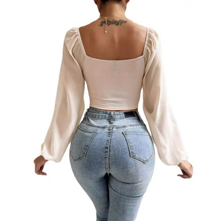 Trendy top for women with ruffles and long puff sleeves Lune London