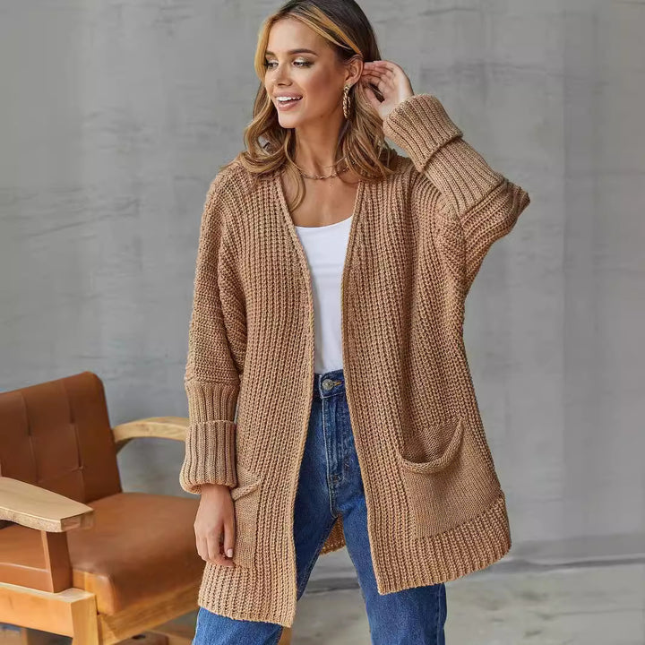 Women long cardigan with relaxed fit and practical pockets Lune London
