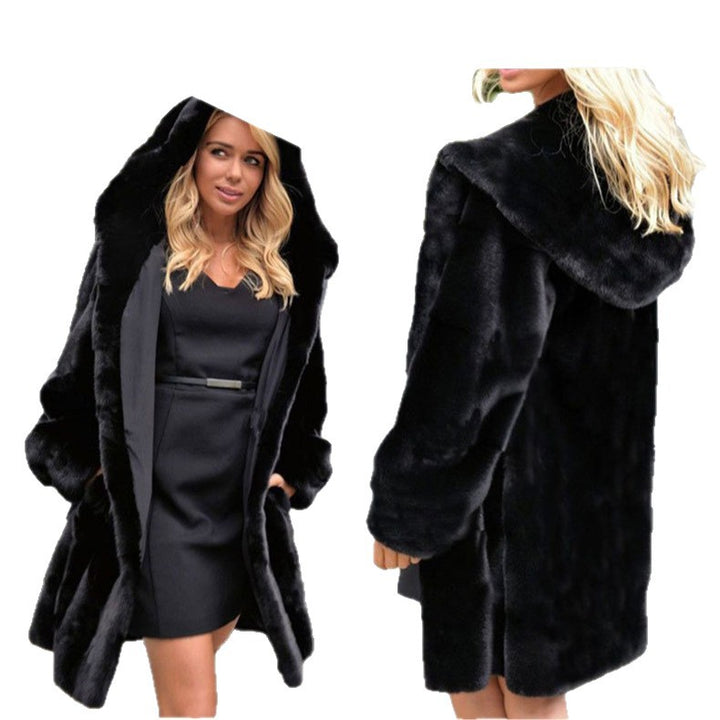 Oversized faux fur coat for women with hood Lune London