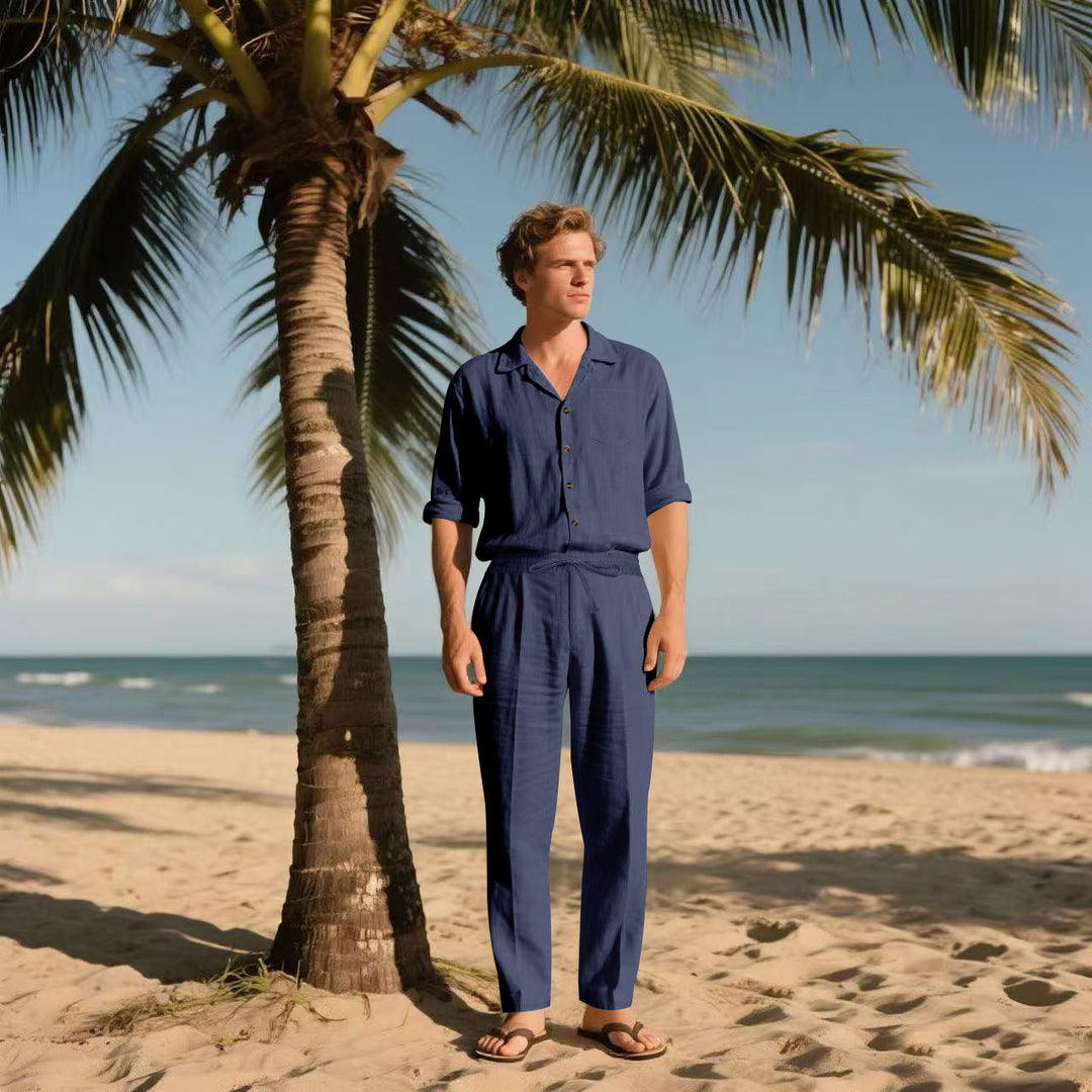 Men's elegant shirt and casual trousers set chic and style