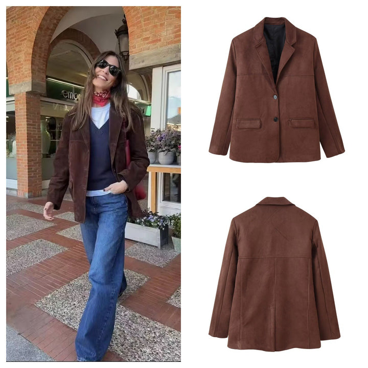 Elegant suede blazer jacket for women Lune London