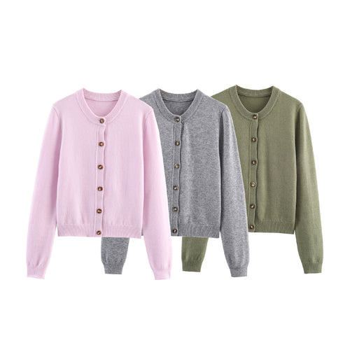 Womens knit jacket with button closure and fine woven structure Lune London