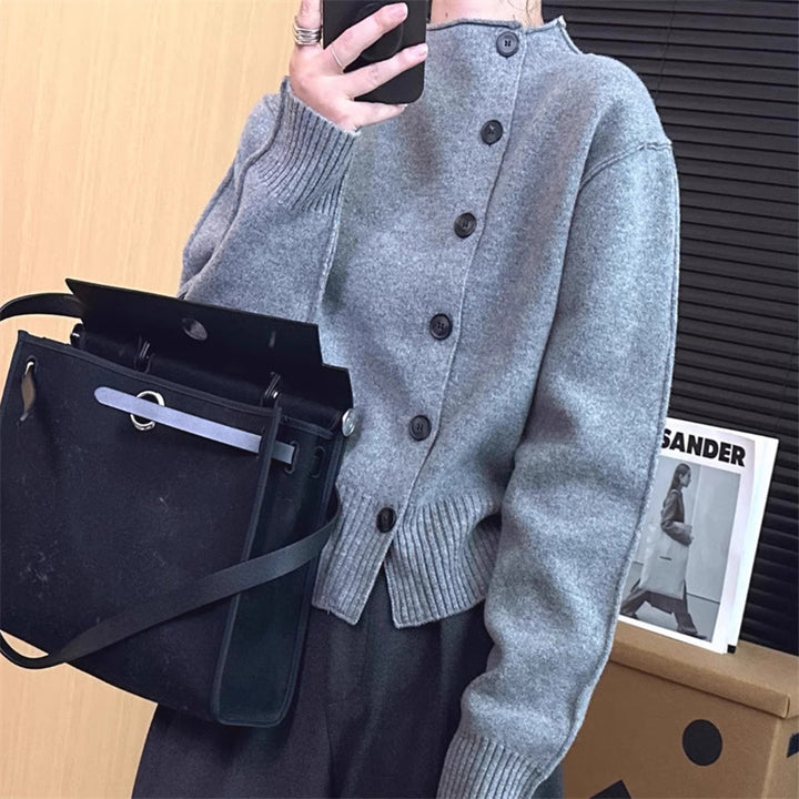 Cardigan pour dames avec fermeture à boutons et détails côtelés Chic & Stil