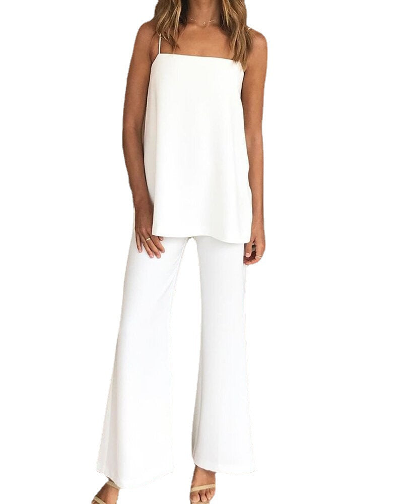 Ladies chic and stylish elegant jumpsuit with wide pants