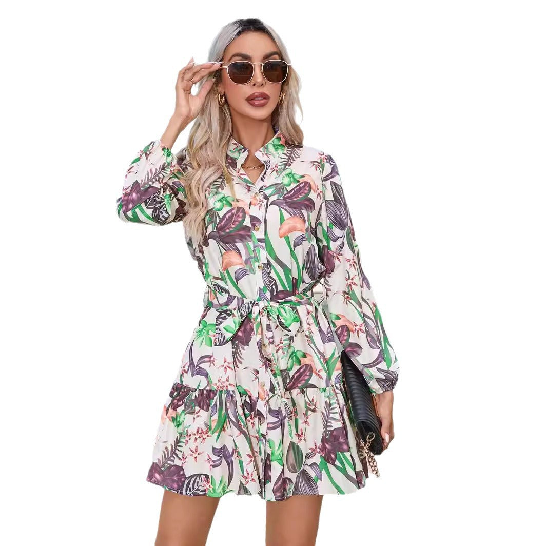 Flower dress for women with belt Lune London