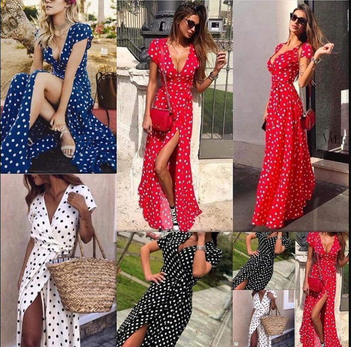 Robe maxi femme avec design floral enroulé et taille élégante Chic & Stil