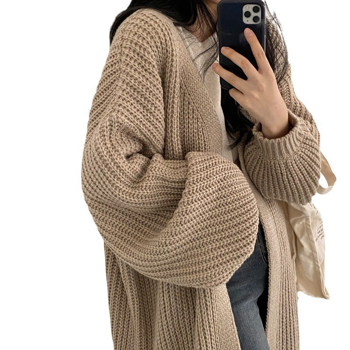 Thick knit cardigan for women with an open cut and comfortable sleeve finishes Lune London