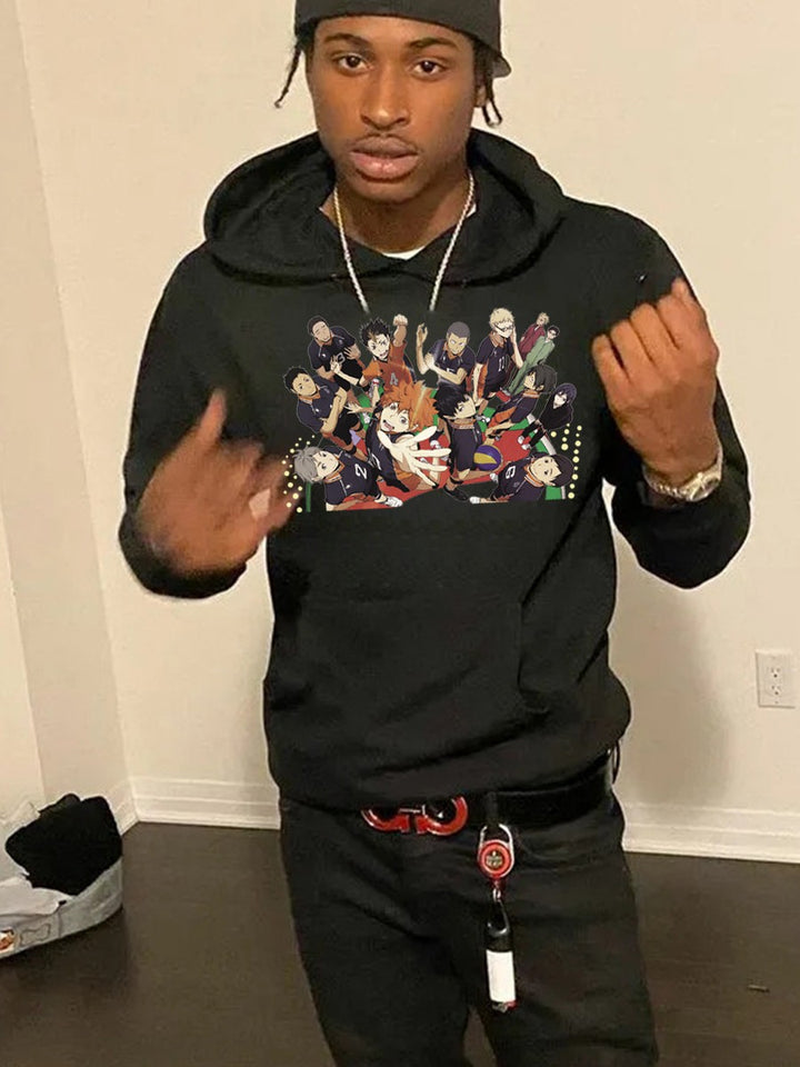 Men's Hoodie with Stylish Anime Print Lune London