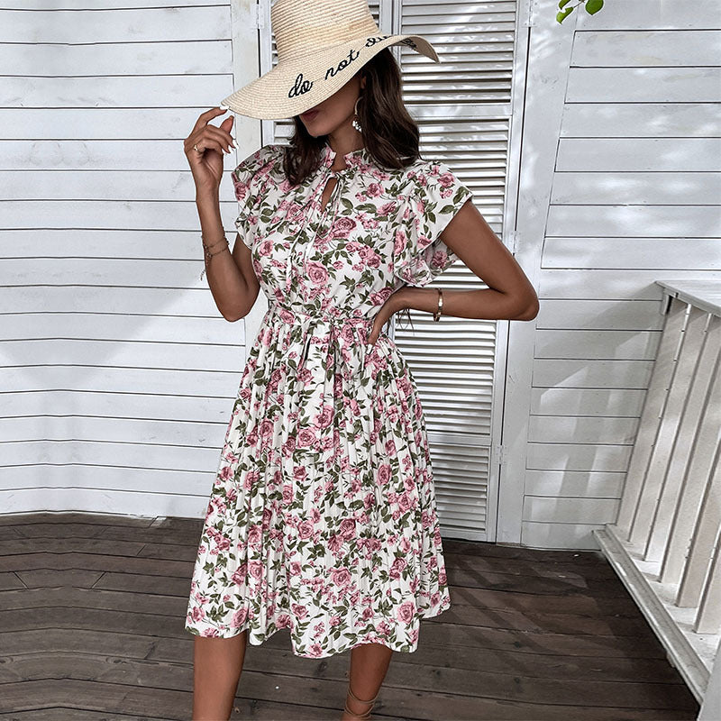 Elegant floral wrap dress for women with adjustable waist Lune London