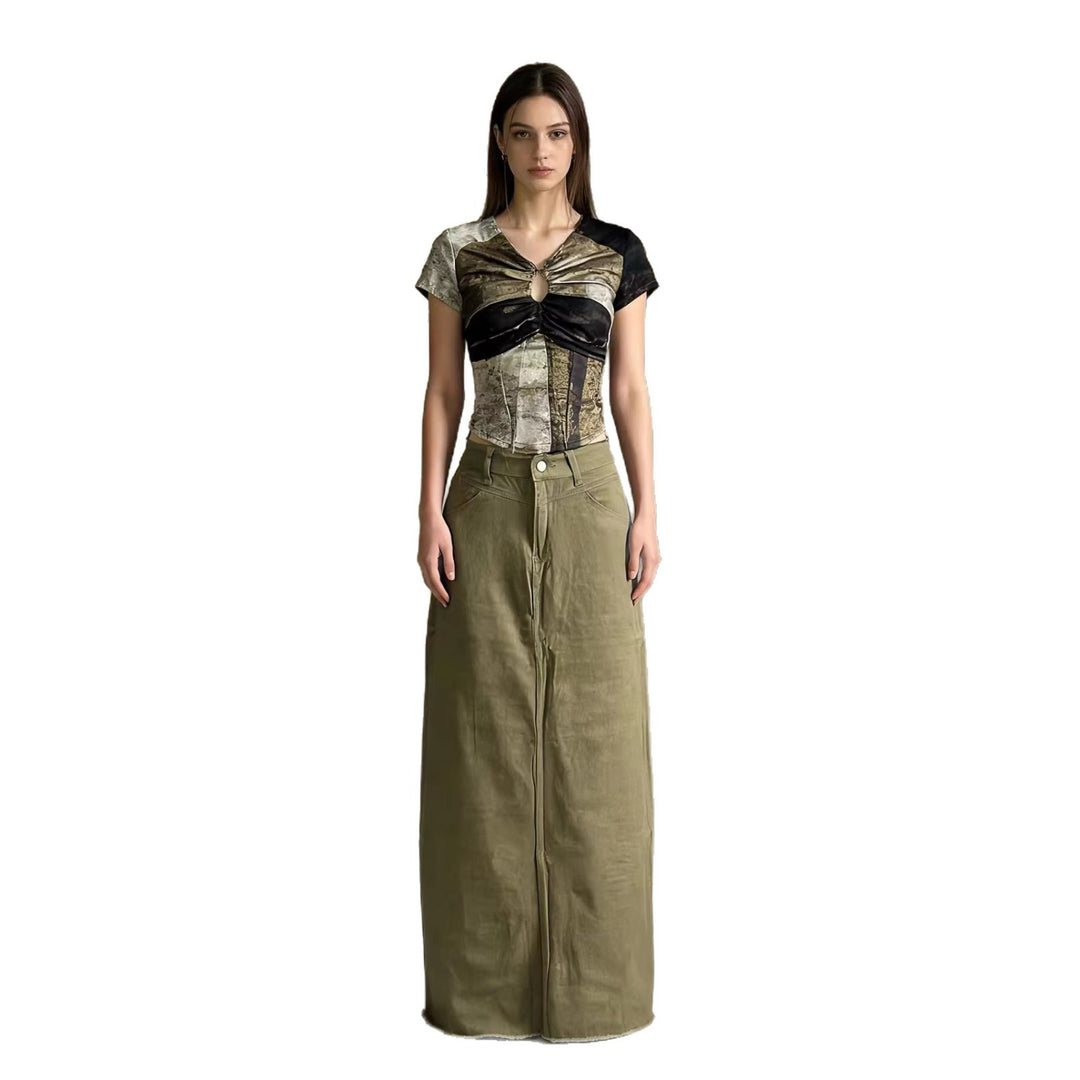 Ladies maxi skirt in modern cut with fringed details Lune London