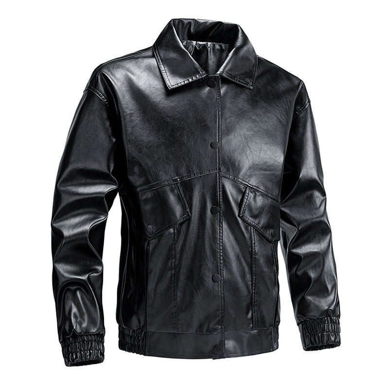 Trendy leather jacket for men with practical pockets and elastic cuffs Lune London