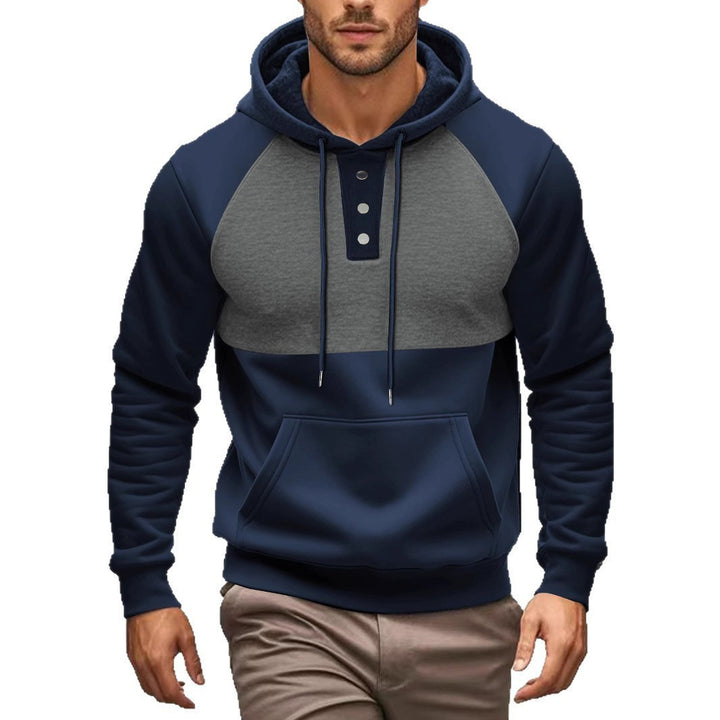 Men's stylish hoodie with contrasting color zone and practical button details Lune London