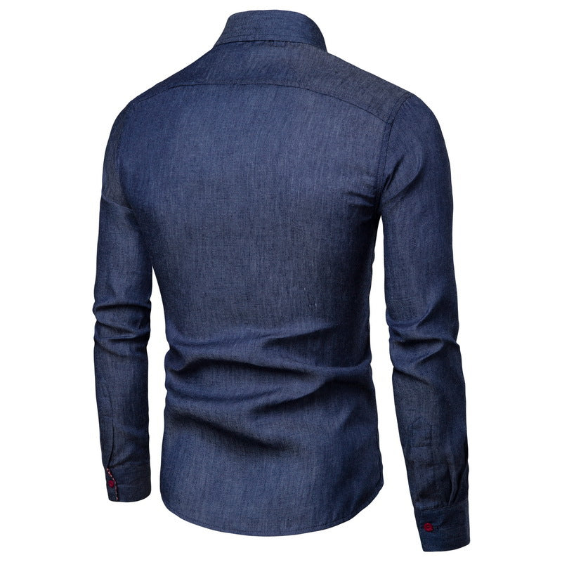 Men's long sleeve denim shirt with contrasting details Lune London
