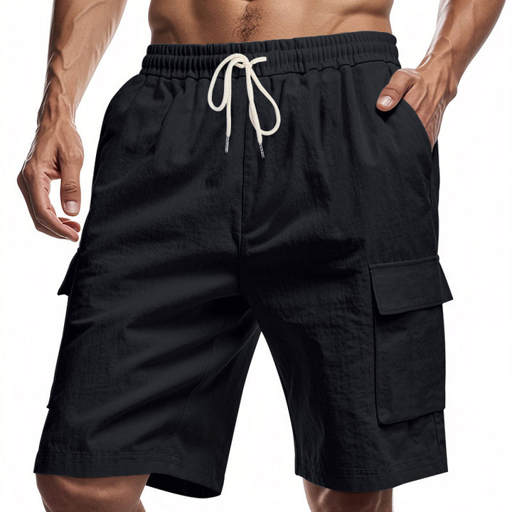Shorts cargo pour hommes avec taille élastique et poches latérales pratiques Lune London