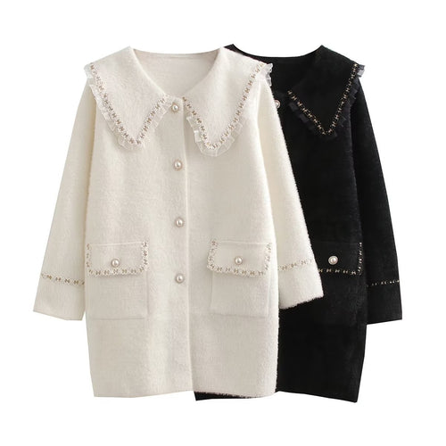 Ladies Long Sleeve Jacket with Decorative Collar and Functional Pockets Lune London