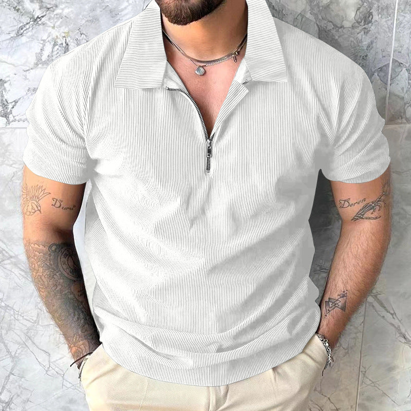 Men's polo T-shirt with modern zip closure and structured design Lune London