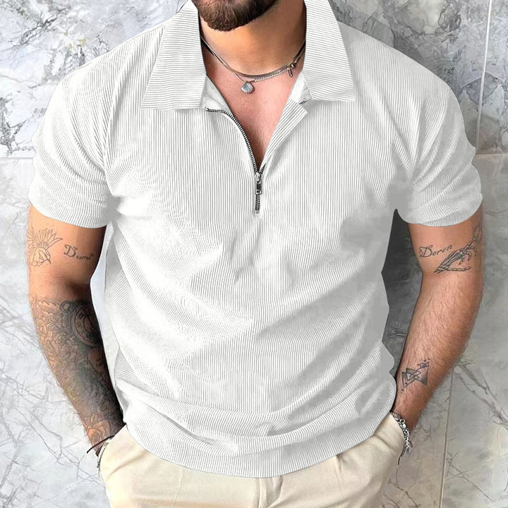 Men's polo T-shirt with modern zip closure and structured design Lune London