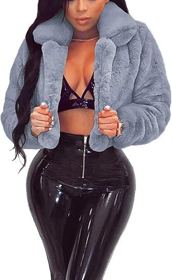 Ladies Luxury Faux Fur Jacket in an Elegant Cropped Design Lune London