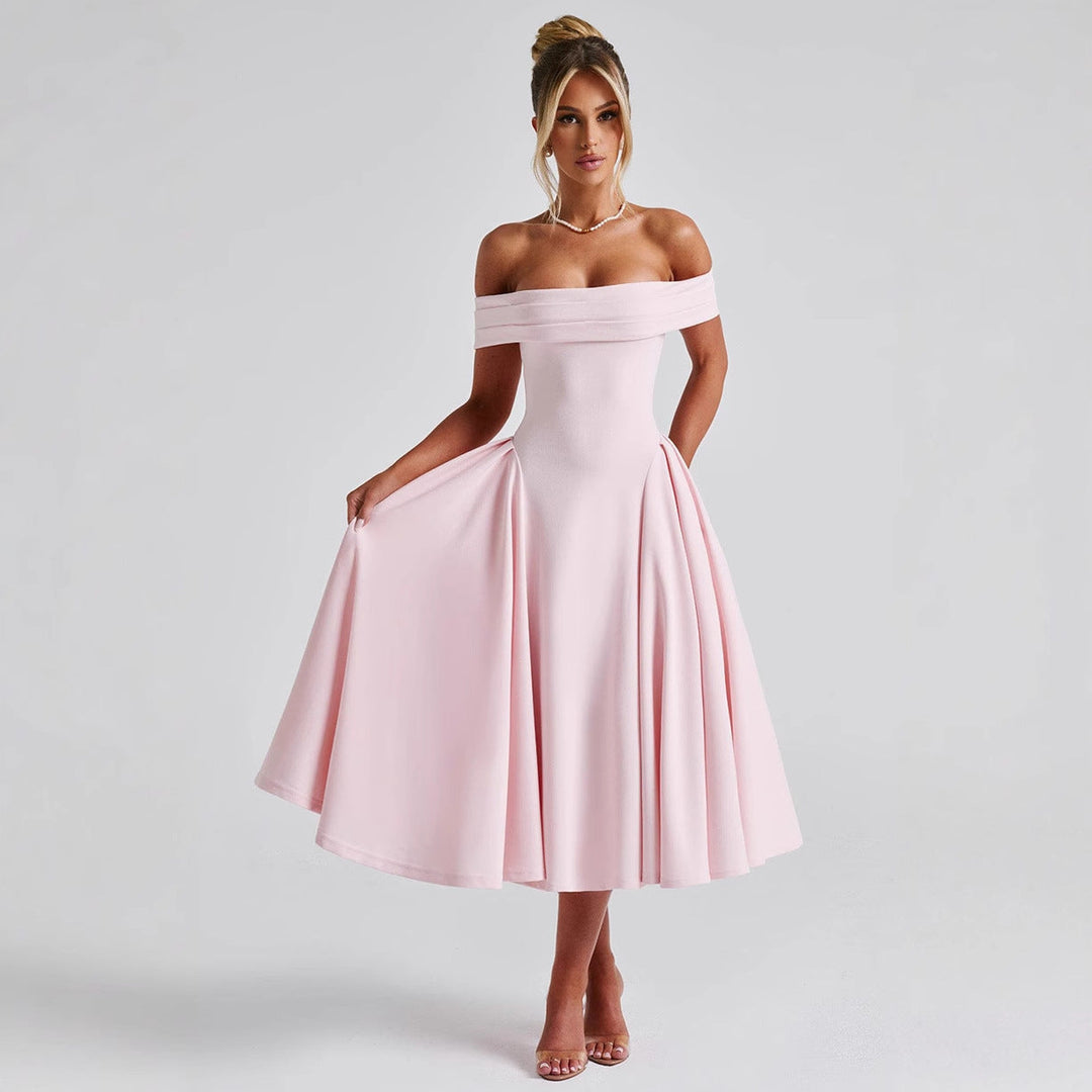 Women's Elegant Evening Dress with Strapless Design and Voluminous Skirt Lune London