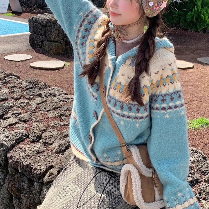 Sweat-shirt à capuche confortable pour femmes avec motif folklorique Chic & Stil