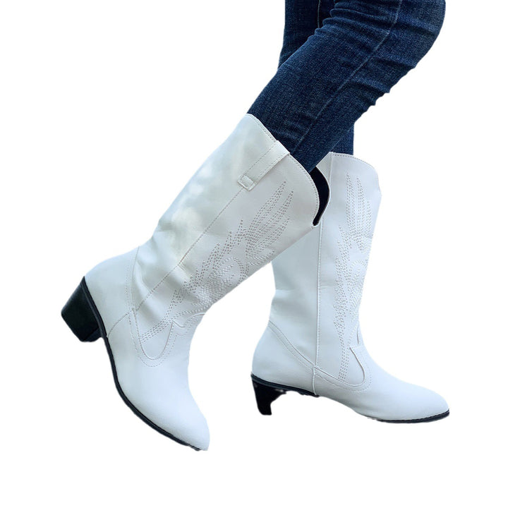 Women's cowboy boots with high heels and artistic embroidery Lune London