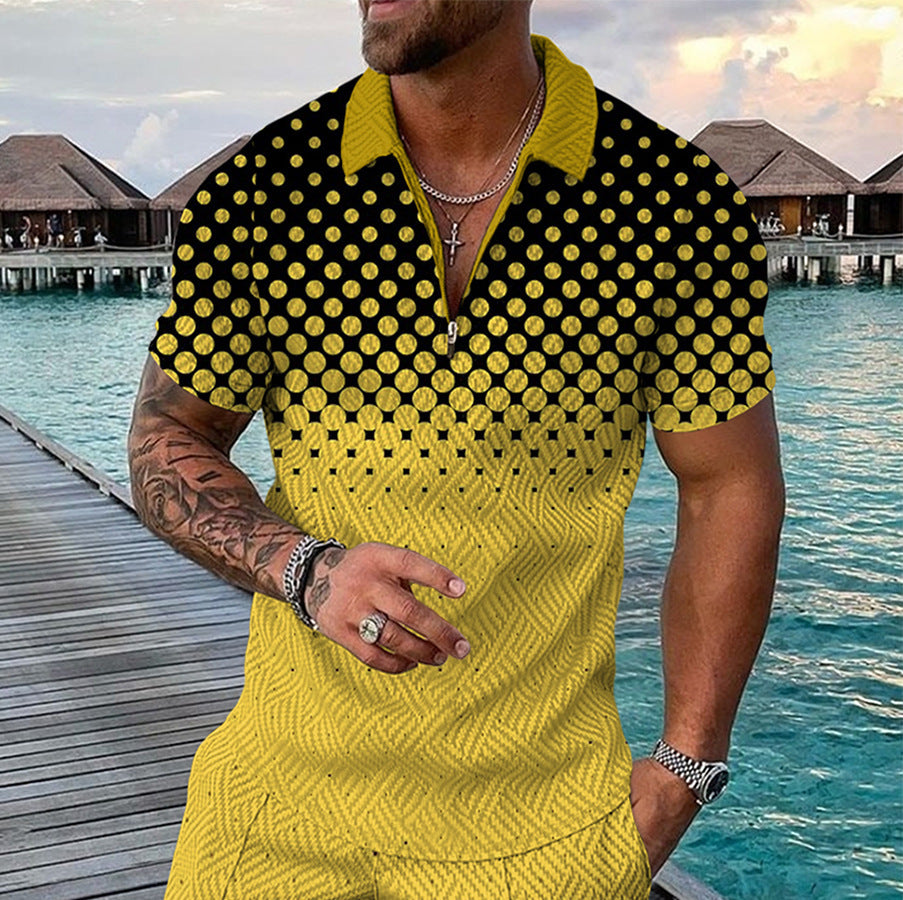 Men's Elegant Short Sleeve Shirt with Button Placket and Decorative Patterns Lune London