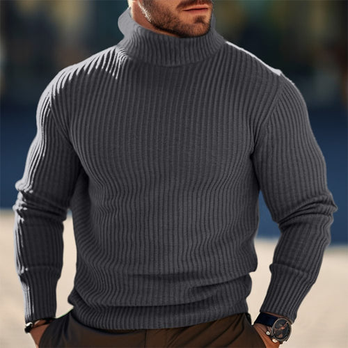 Men's Elegant Turtleneck Sweater with Textured Rib Pattern Lune London