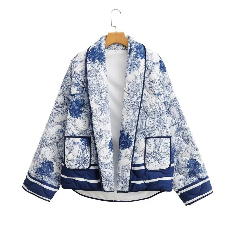 Veste matelassée à motifs pour femmes avec poches élégantes et design moderne Chic & Stil