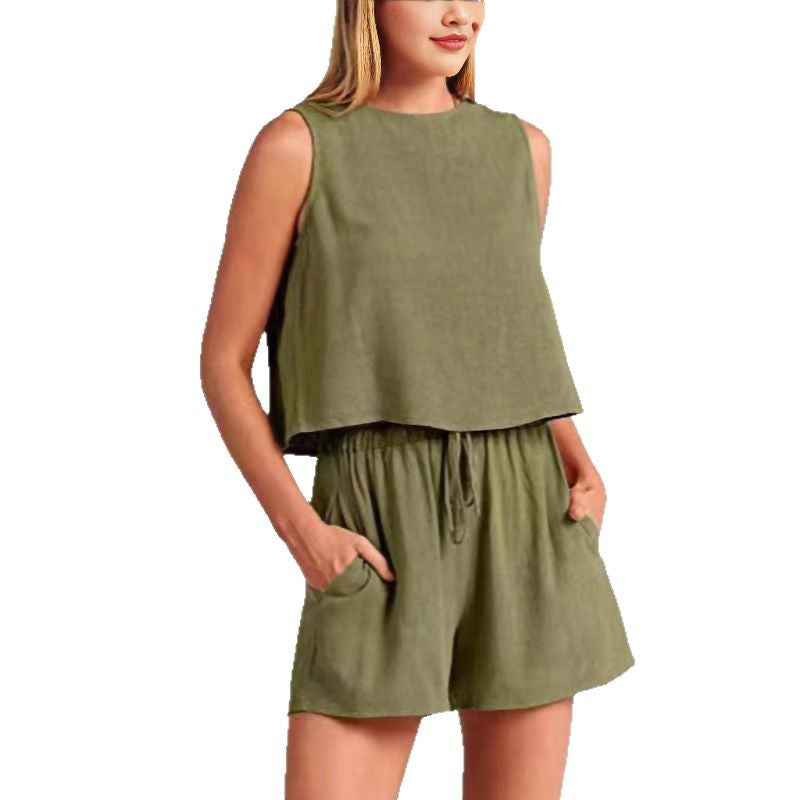 Ladies Relaxed Fitted Two-Piece Set Chic Shorts and Style