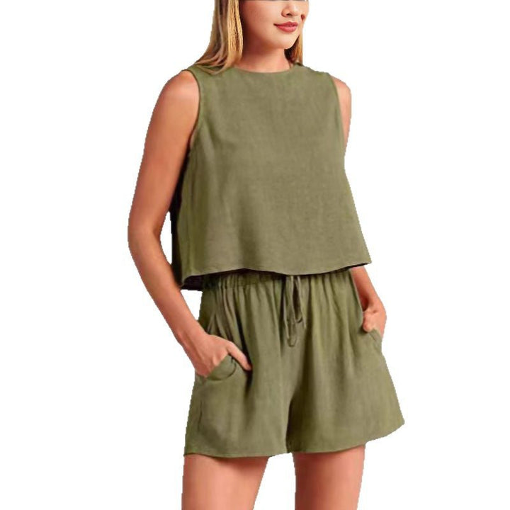 Ladies Relaxed Fitted Two-Piece Set Chic Shorts and Style