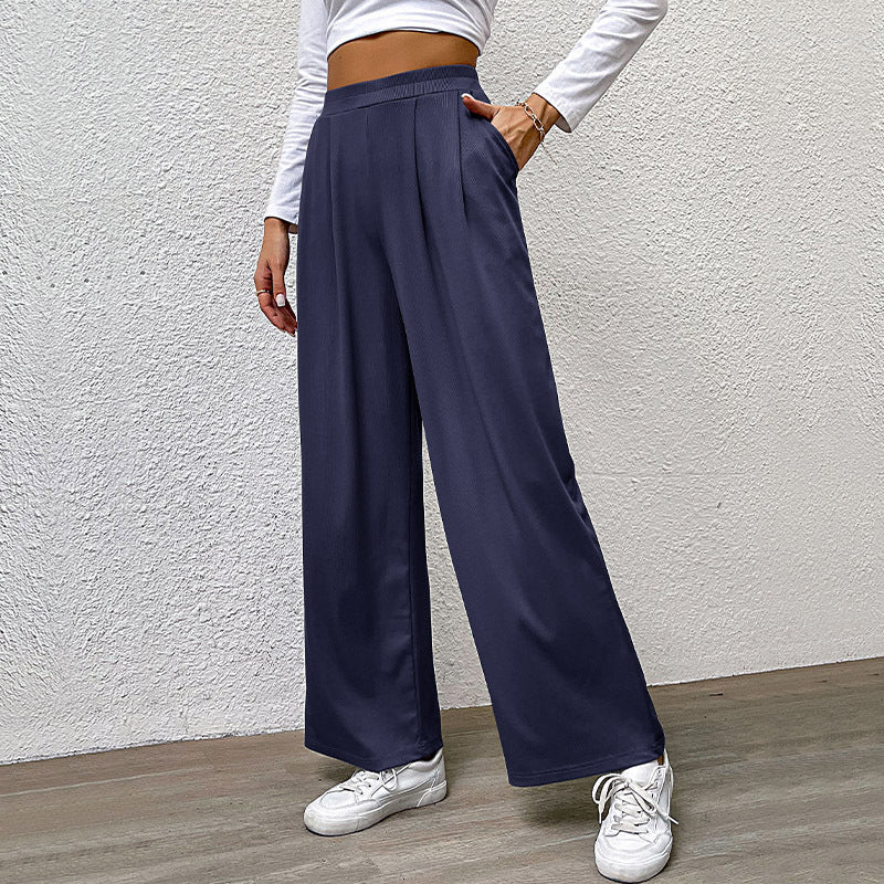 Wide chino pants for women with elegant draping and high waist Lune London