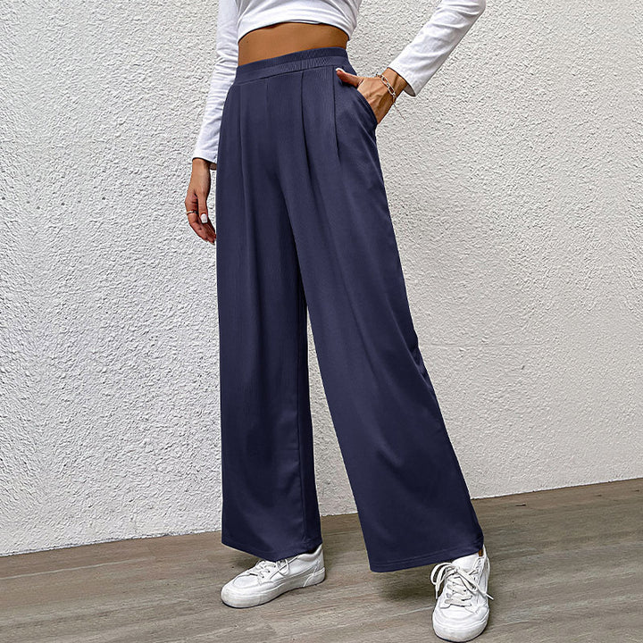Wide chino pants for women with elegant draping and high waist Lune London